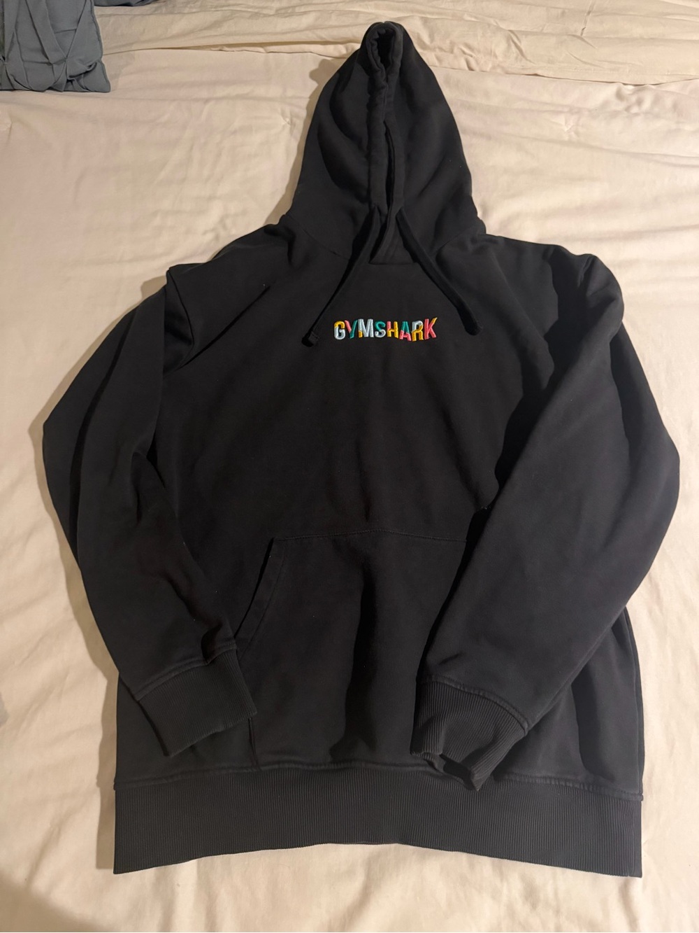 Gymshark Black Hoodie with Multicolor Embroidered Logo